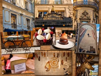 A food walk on Rue Montorgueil in Paris