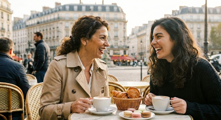 Mother and daughter in Paris