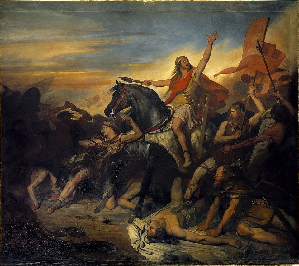 Battle of Tolbiac, painting by Ari Shefer. Image is in the public domain