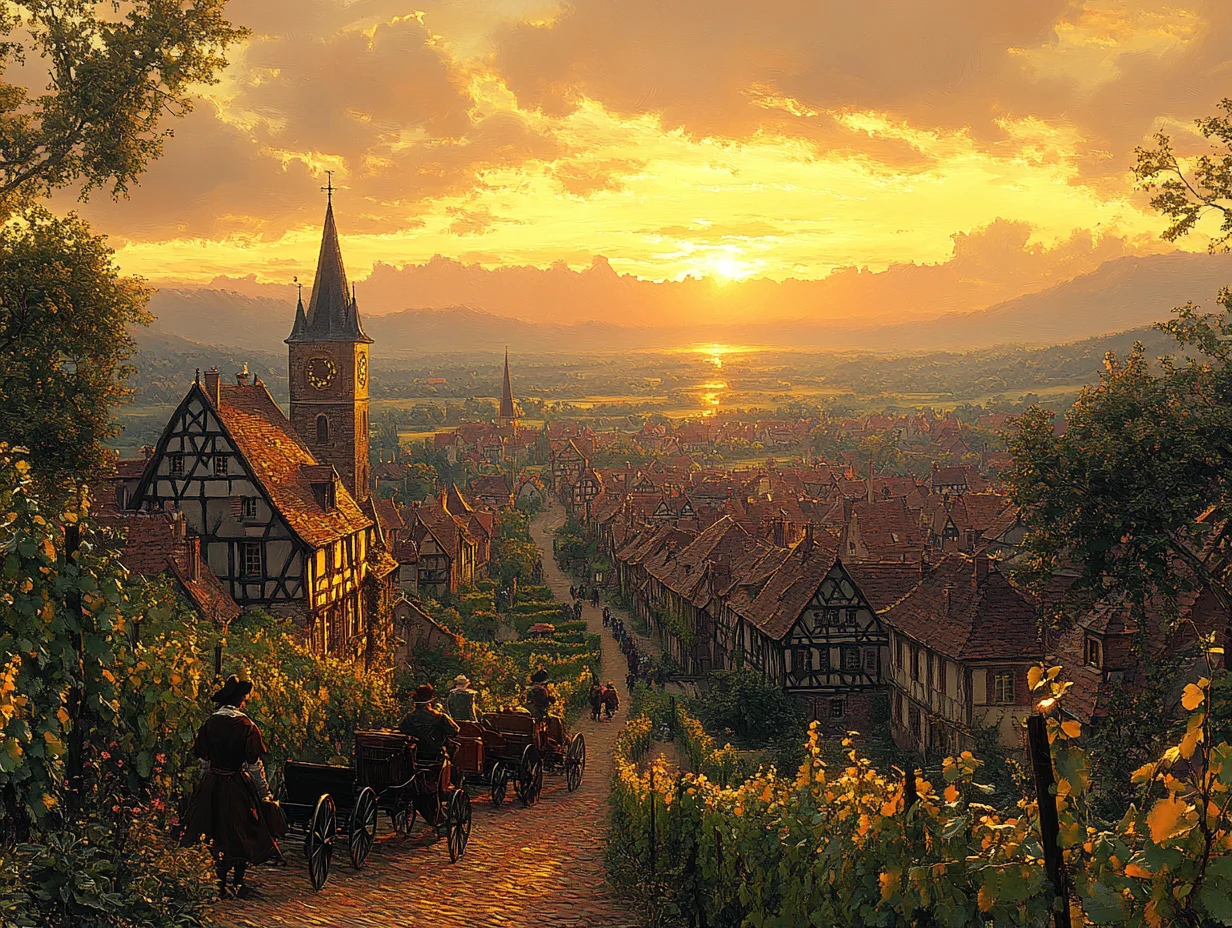 Alsatian village during the 19th century. Image created by Zvi Hazanov via Midjourney