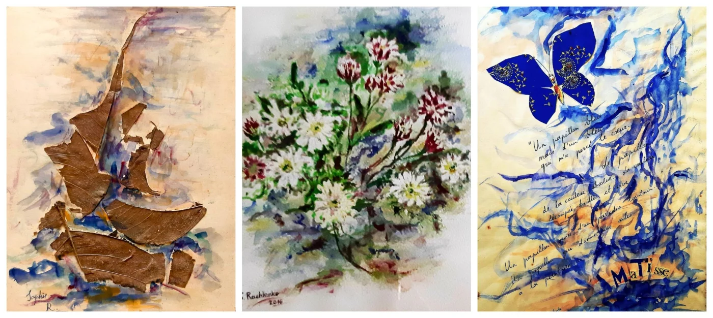שלוש תמונות מאת סופי רחלנקו: בלב הסערה, Le Papillon ו Le Bouquet