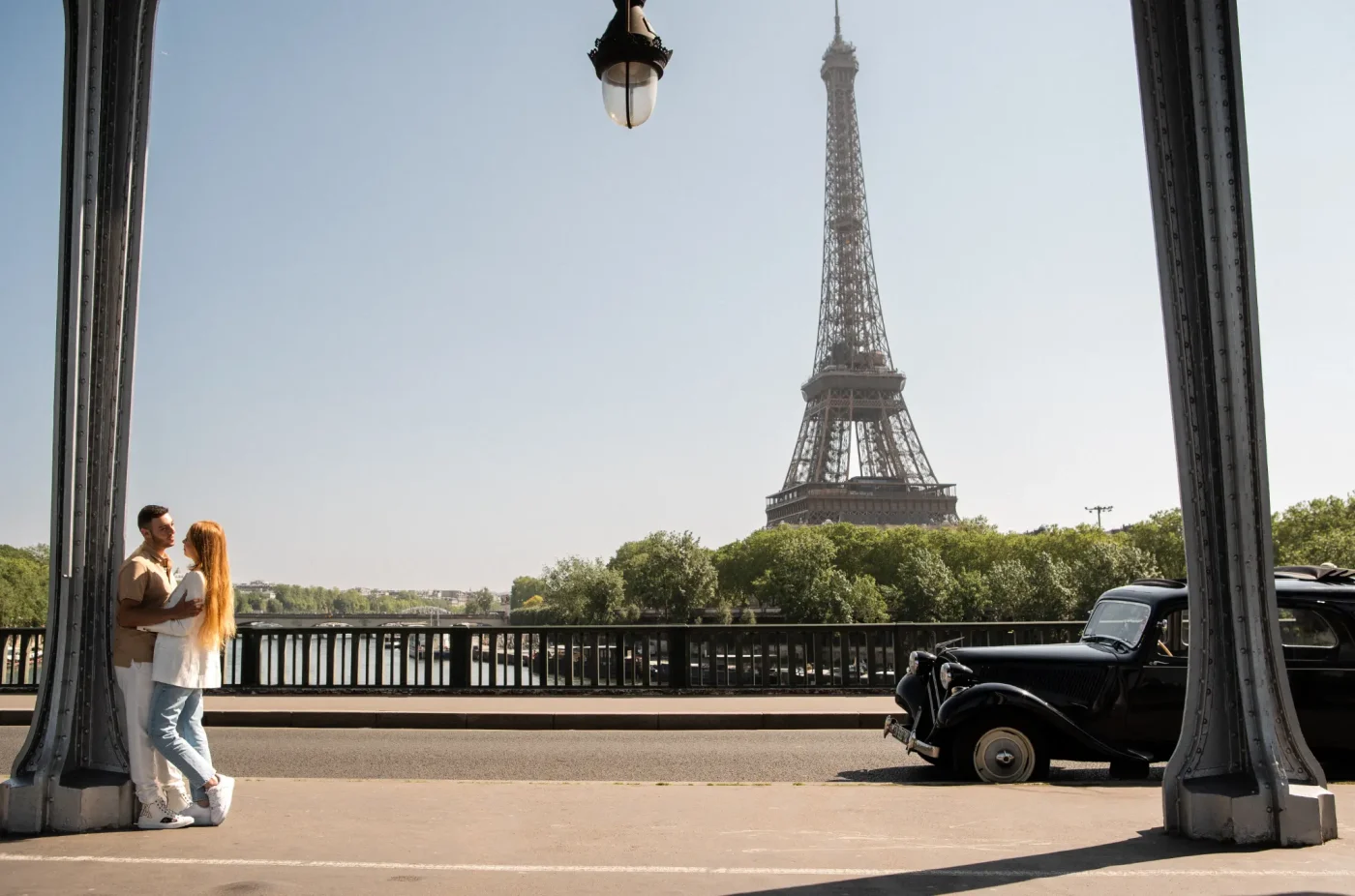 Traveling in Paris in a vintage car. Photo: Liran Hotmacher