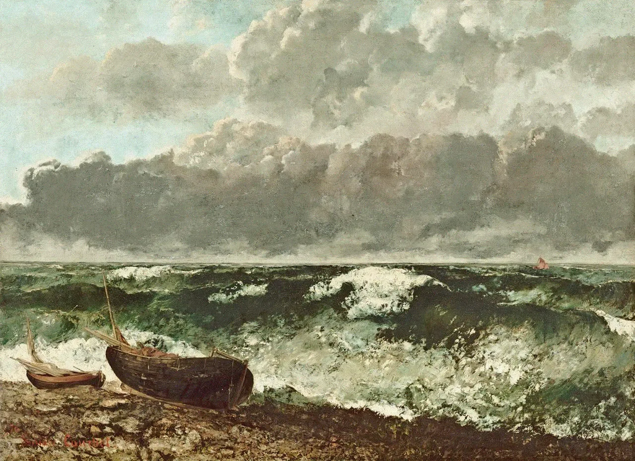 The Stormy Sea. Painting by Gustave Courbet from 1869. Image in the public domain