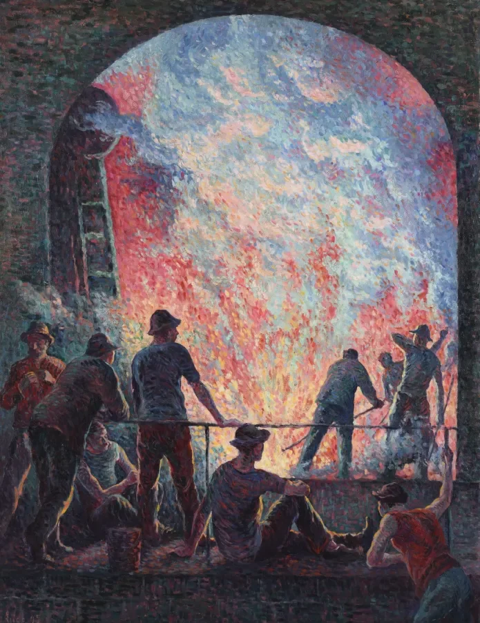 מקסימיליאן לוס, מפעל הפלדה, 1898
Maximilien Luce, L'aciérie, 1898
Collection: Association des amis du Petit Palais, Genève
Photo: Studio Monique Bernaz, Genève