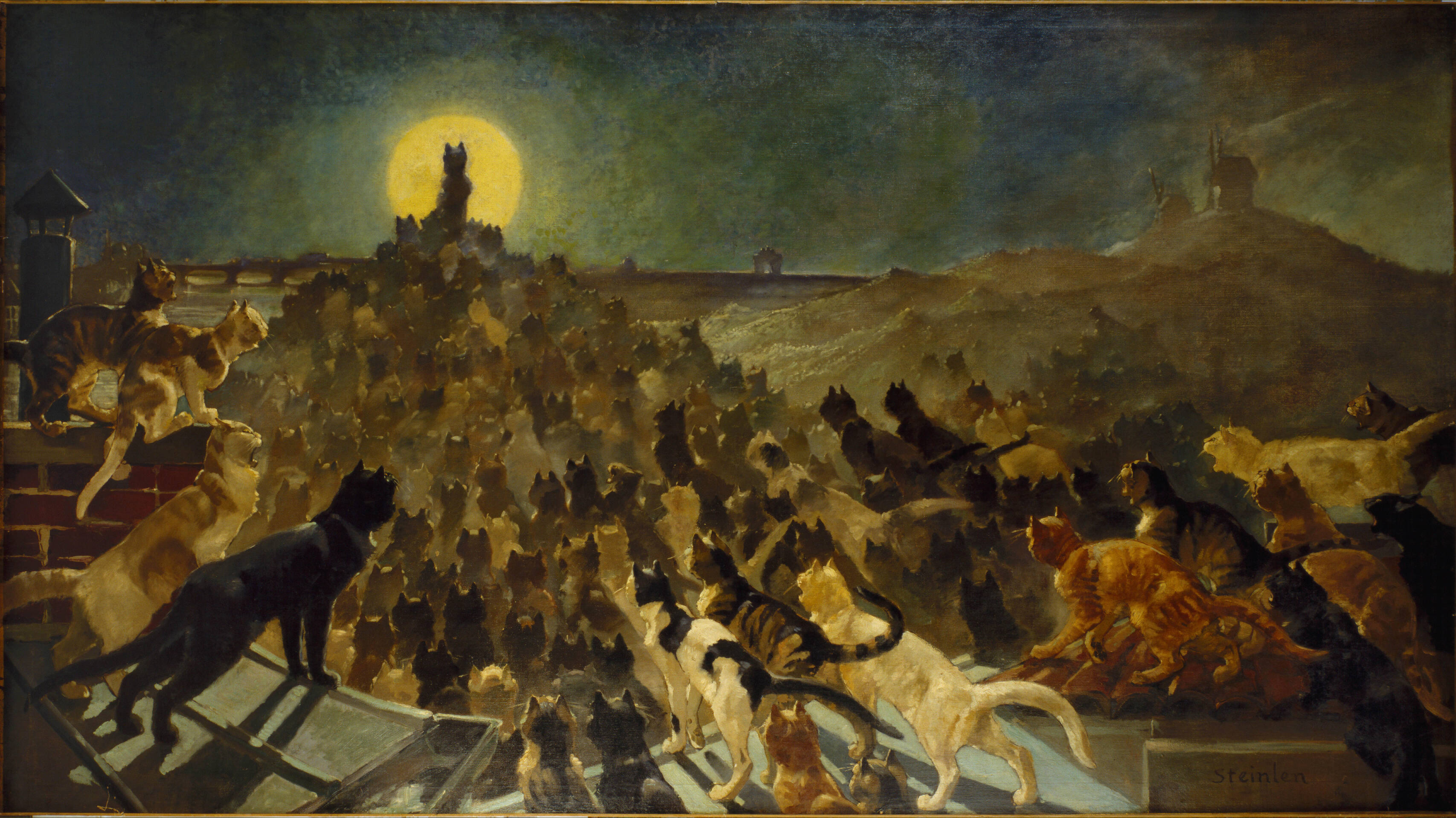 תאופיל-אלכסנדר סטנלן, תהילת החתולים במונמארטר , 1885
Théophile-Alexandre Steinlen, L’apothéose des chats à Montmartre, 1885
Collection: Association des amis du Petit Palais, Genève
Photo: Studio Monique Bernaz, Genève