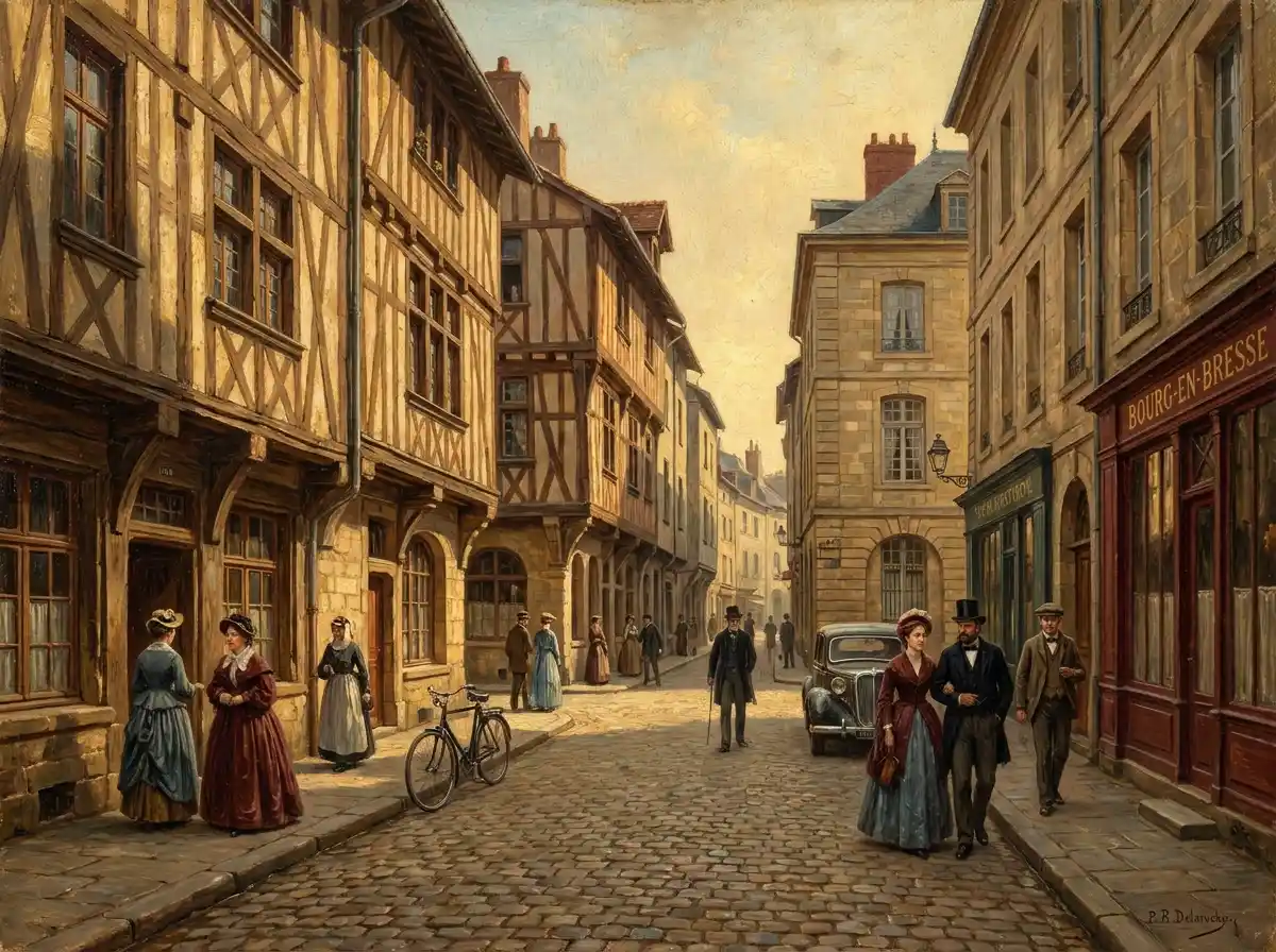 Bourg-en-Bresse during the 19th century. The image was created using artificial intelligence