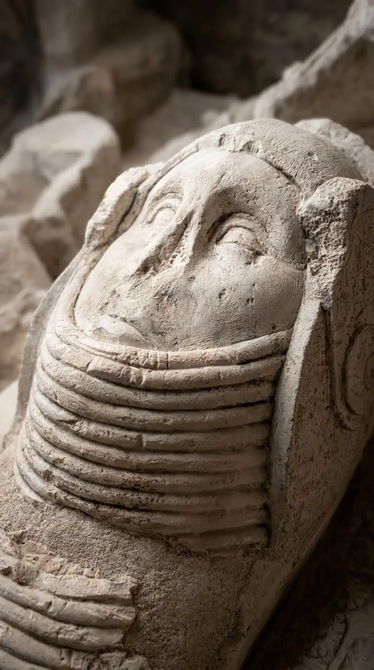 The face of the wife of the knight Mello d'Époisses, on their tomb in Fontenay's church. Photo: Zvi Chazanov