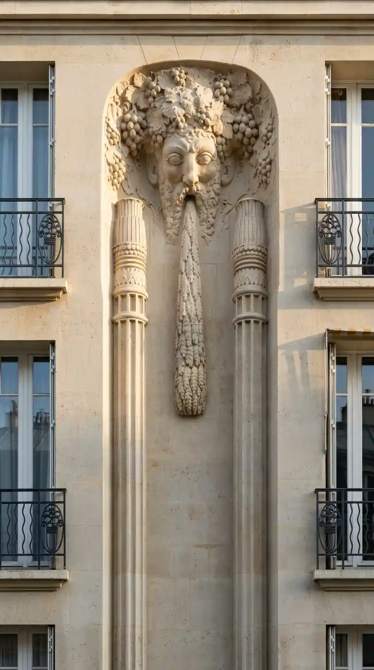 הראש המזוקן בחזית 18 rue de l'Assomption. צילום: צבי חזנוב