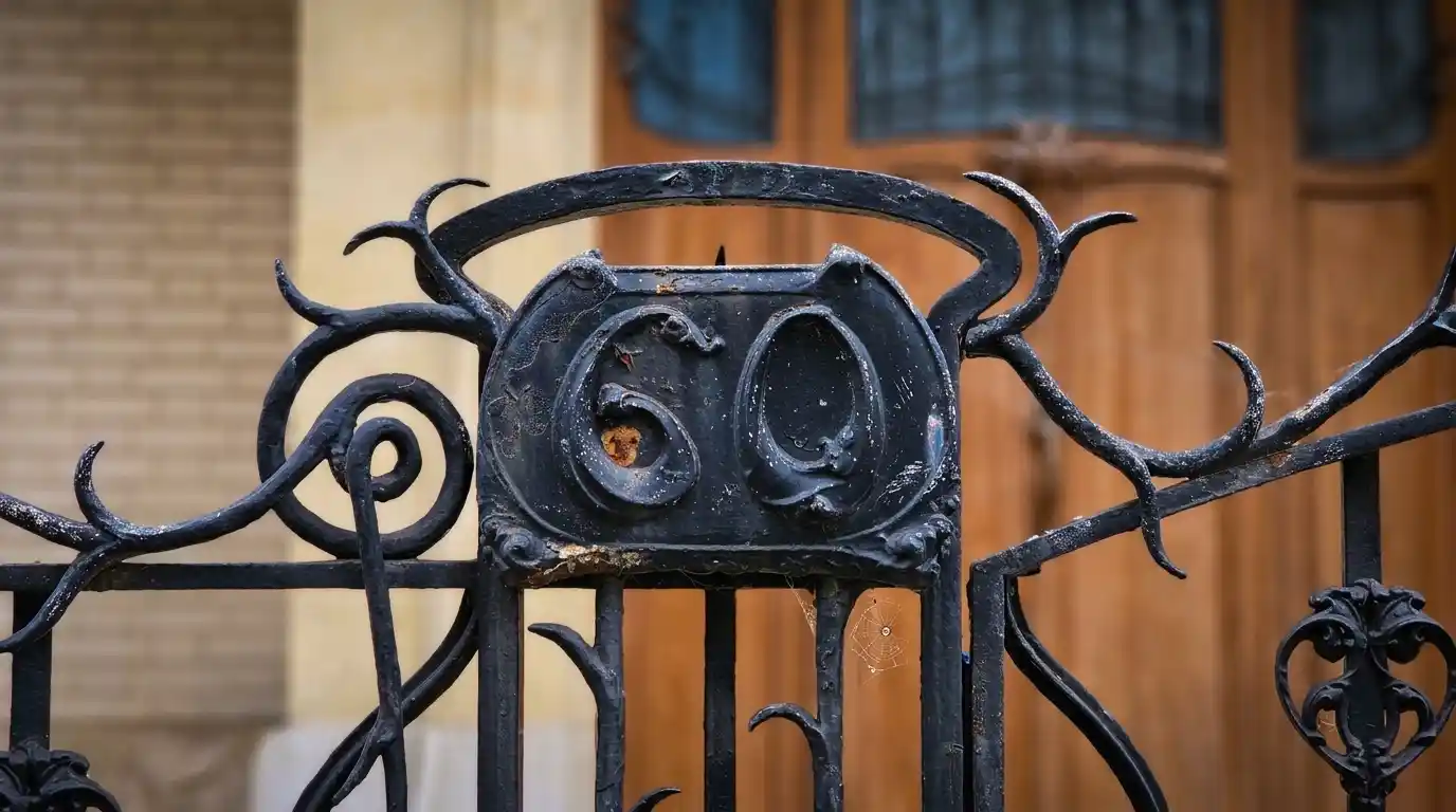 מספר הבית בשער hôtel Mezzara ב-60 rue Jean-de-La-Fontaine. צילום: צבי חזנוב