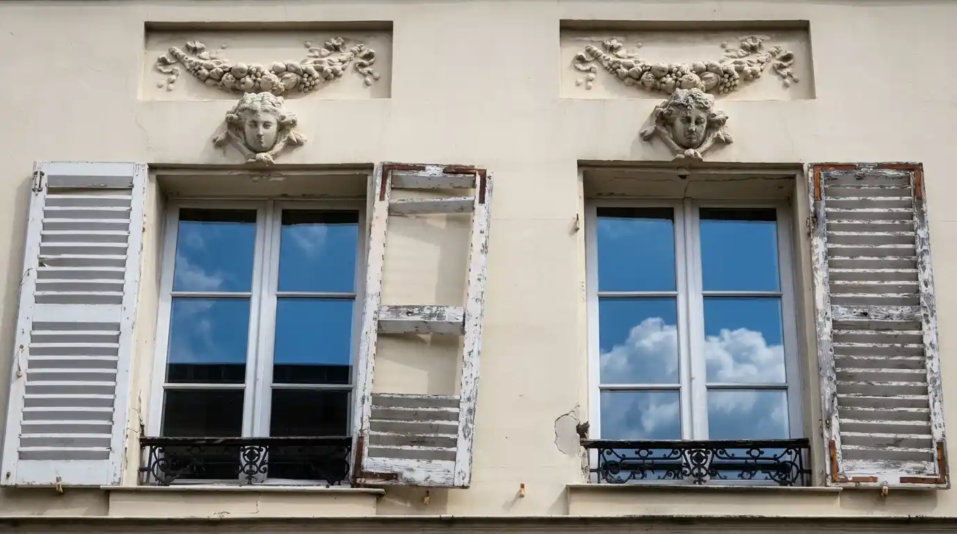 המסכות וגרלנדות הפירות מעל חלונות rue du Buis. צילום: צבי חזנוב