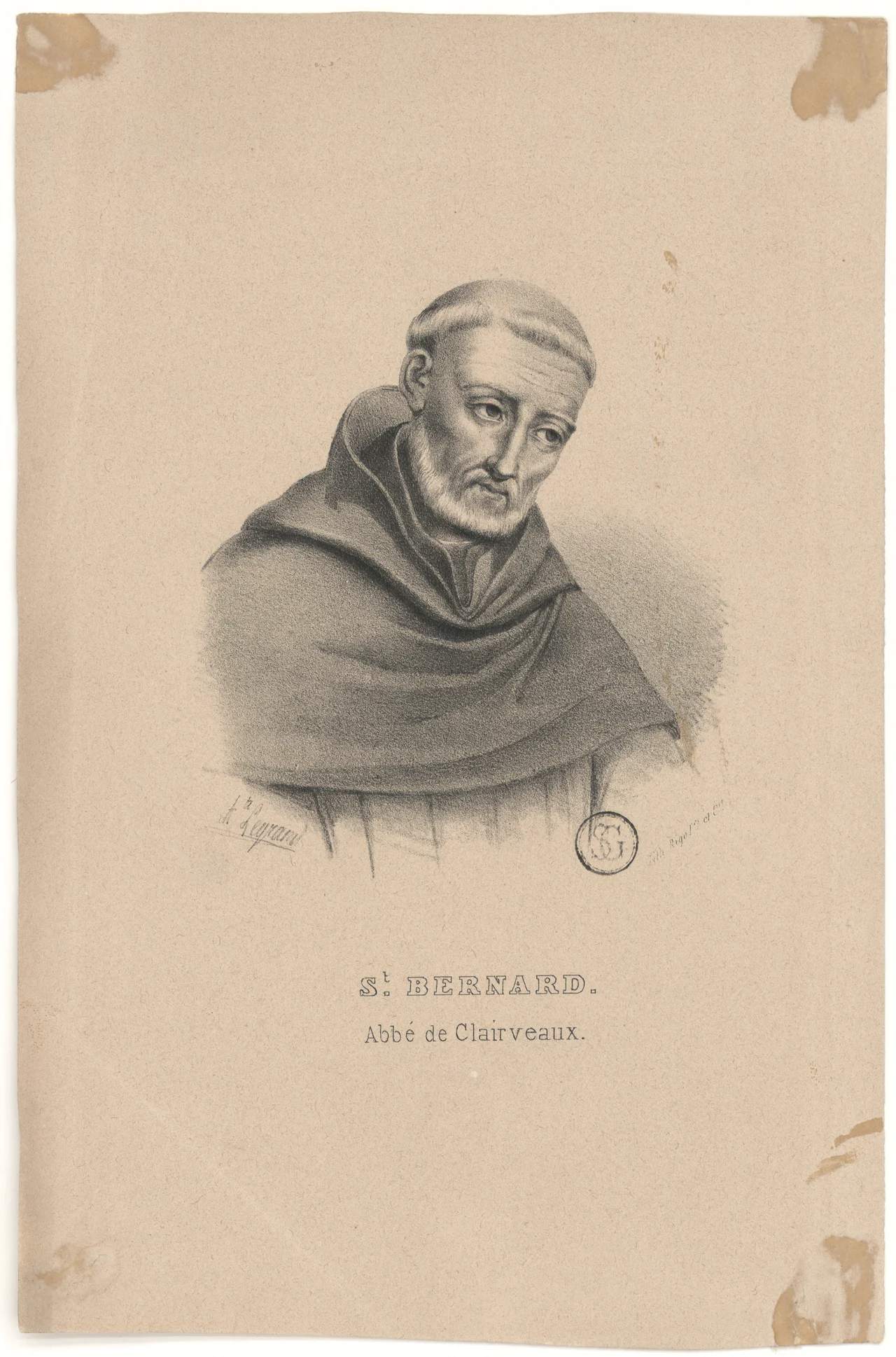 Bernard of Clairvaux. Lithograph by Auguste Legrand. The image is in the public domain