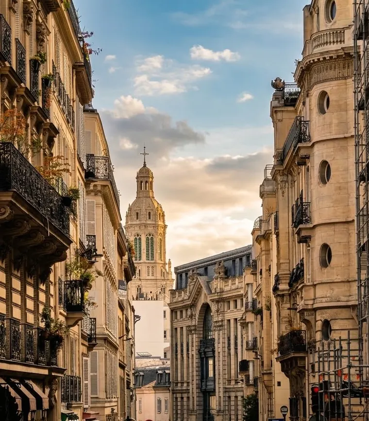 rue Blanche, ובקצה שלו המגדל של כנסיית La Trinité שבנה באלו