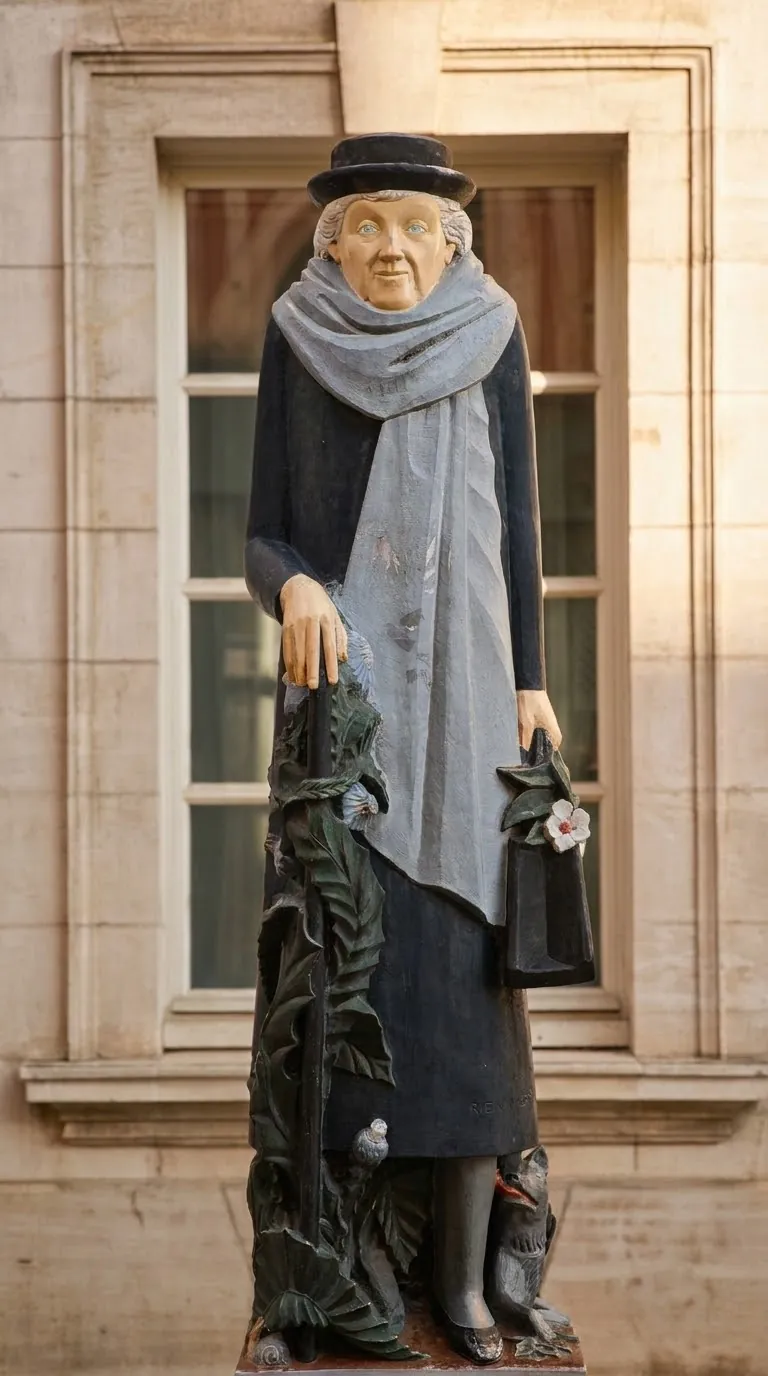 The wooden statue of the poet Marie Noël, the work of François Brochet, in Auxerre. Photo: Zvi Chazanov