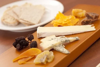 A selection of French cheeses, for the Paris cheese museum card