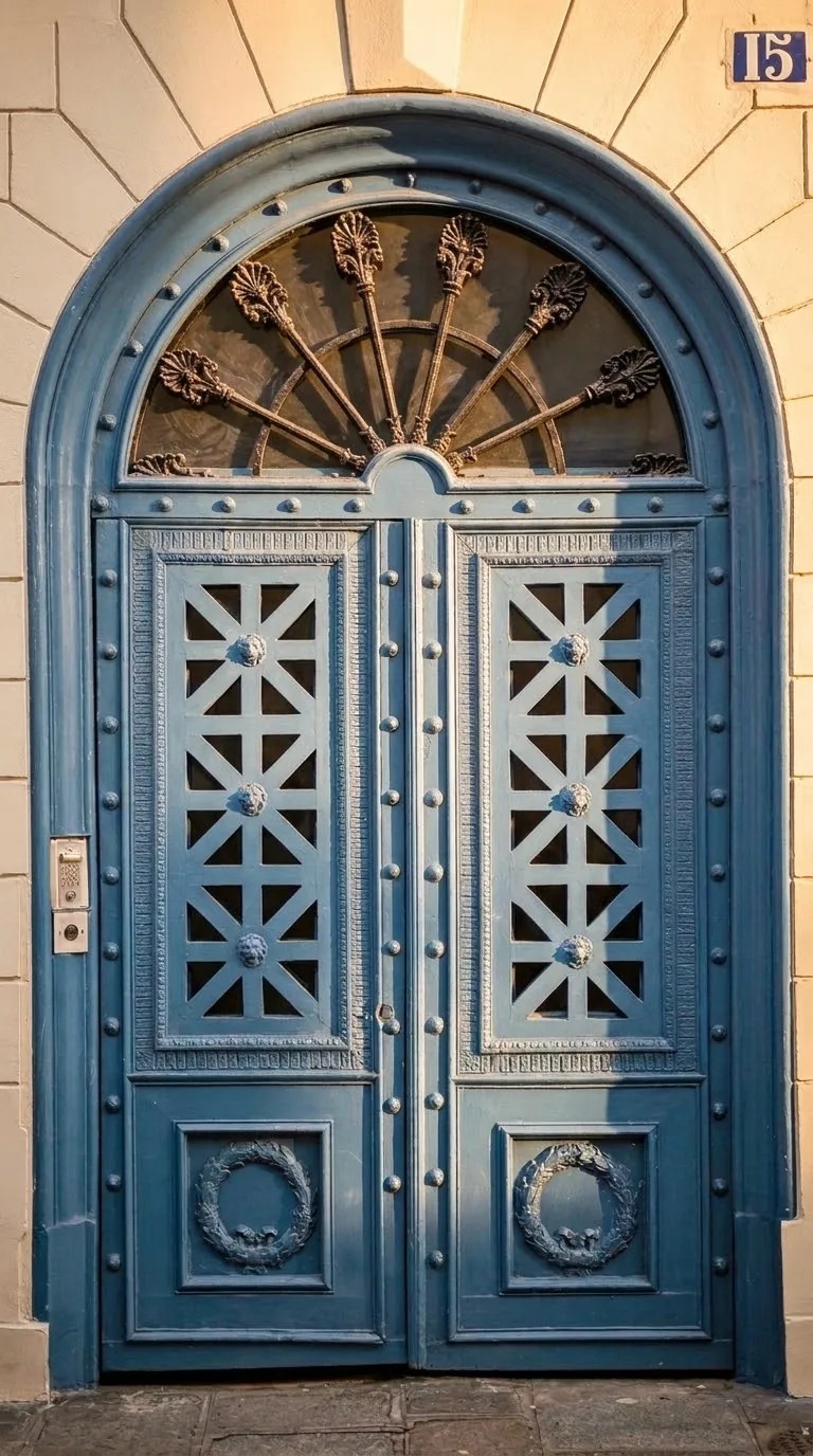 הדלת עם עלי הדקל ב-15 rue Charlot. צילום: צבי חזנוב