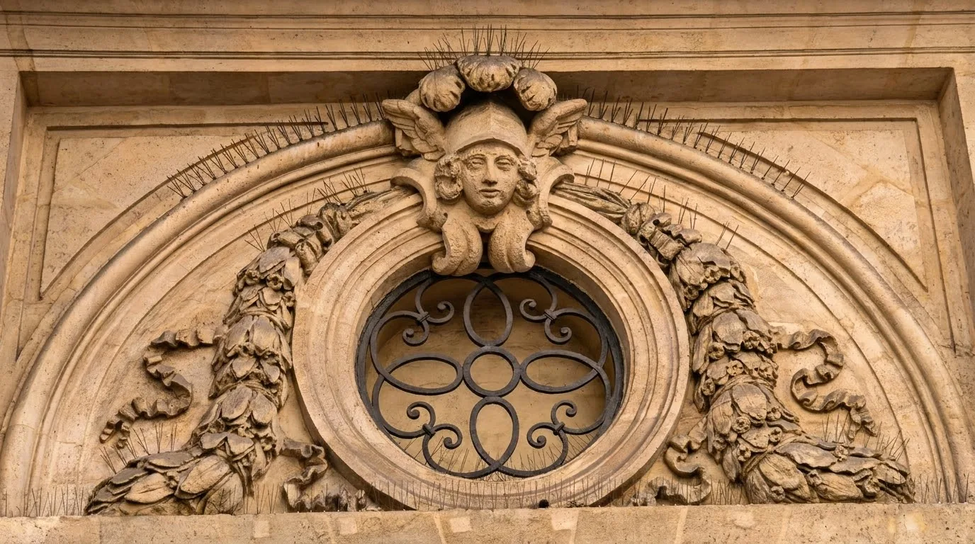 החלון העגול מעל השער של 70 rue des Archives. צילום: צבי חזנוב