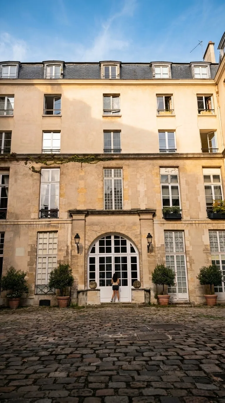 החצר של Hôtel Cornuel ב-7 rue Charlot. צילום: צבי חזנוב