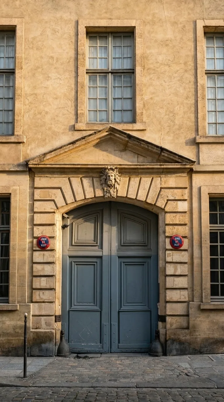 השער של Hôtel de Mailly ב-4 rue des Haudriettes, ומעליו ראשו של הרקולס. צילום: צבי חזנוב