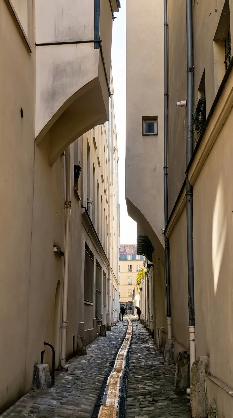 תעלת הניקוז המרכזית של ruelle Sourdis. צילום: צבי חזנוב